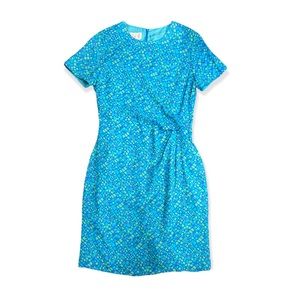 Vintage David Warren Geometric Aqua Dress